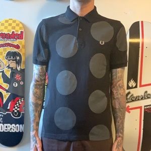 Fred Perry large polka dot polo black & gray